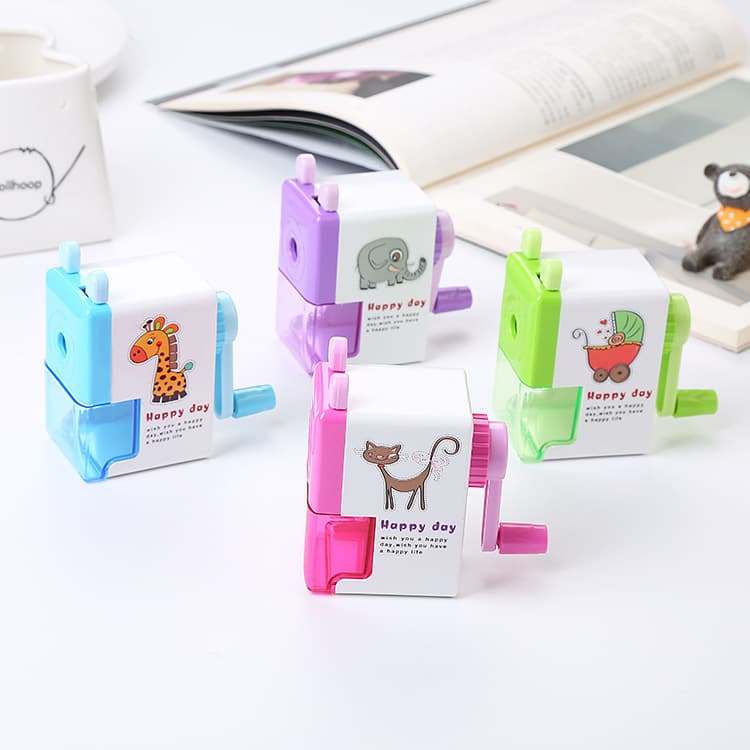 Cartoon Pencil Sharpener Hand-Cranked Boxed Creative Effort-Saving Single-Hole Sharpener Pencil Sharpener Student Stationery Wholesale