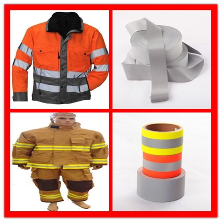 Manufacturer's ready stock pure cotton bright silver flame retardant reflective fabric fire retardant reflective strips 5cm orange red flame retardant reflective warning tape