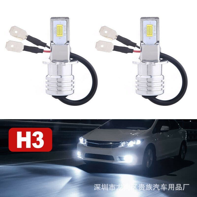 Cross-border Hot Selling H3 80W 3570 2SMD 6000K High Brightness Decoding Light Car LED Fog Light Motorcycle Light