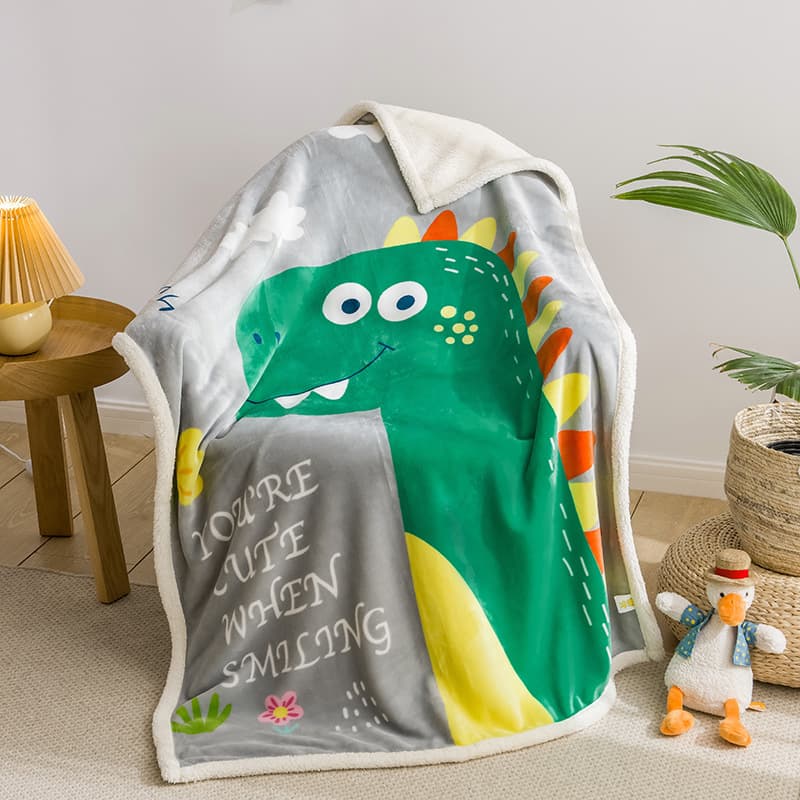 Cross-border exclusive small dinosaur children's blanket, flannel air-conditioning blanket, cartoon coral fleece lamb wool cover blanket wholesale