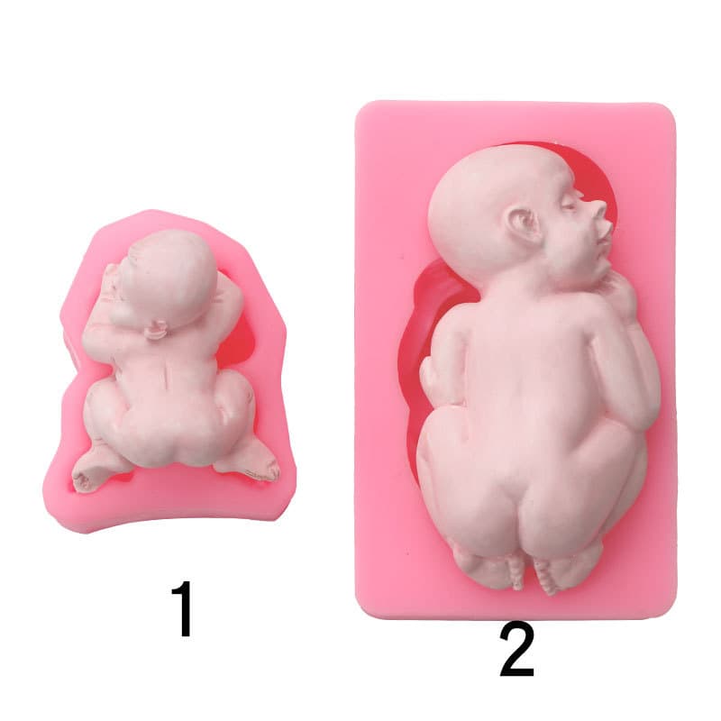 Sleeping baby shaped fondant silicone mold baby lying on his stomach cake decoration aromatherapy plaster clay accessories mold