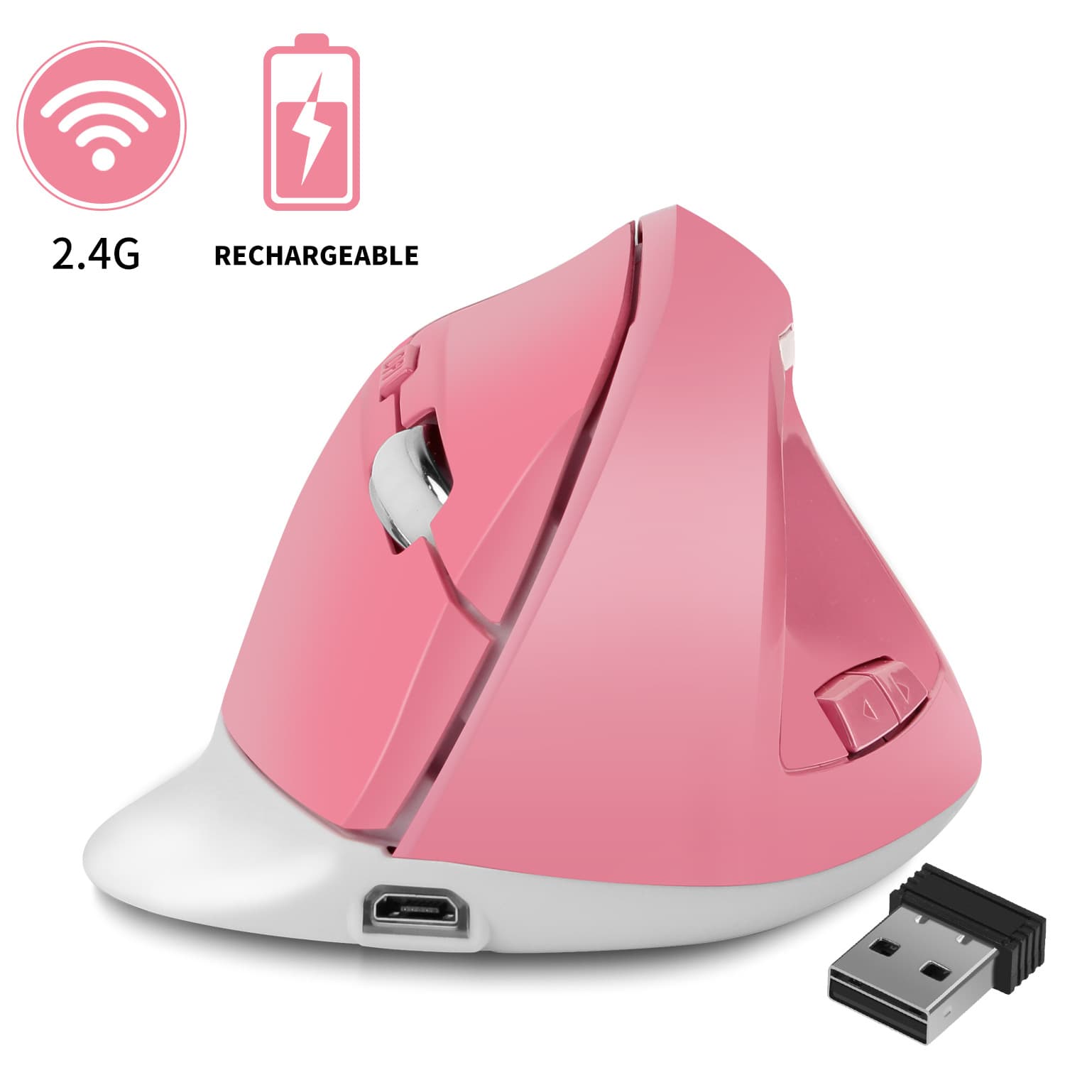 Vertical PC Gaming Office Wireless Keyboard Computer Mouse Ergonomic Vertical Wireless Mouse