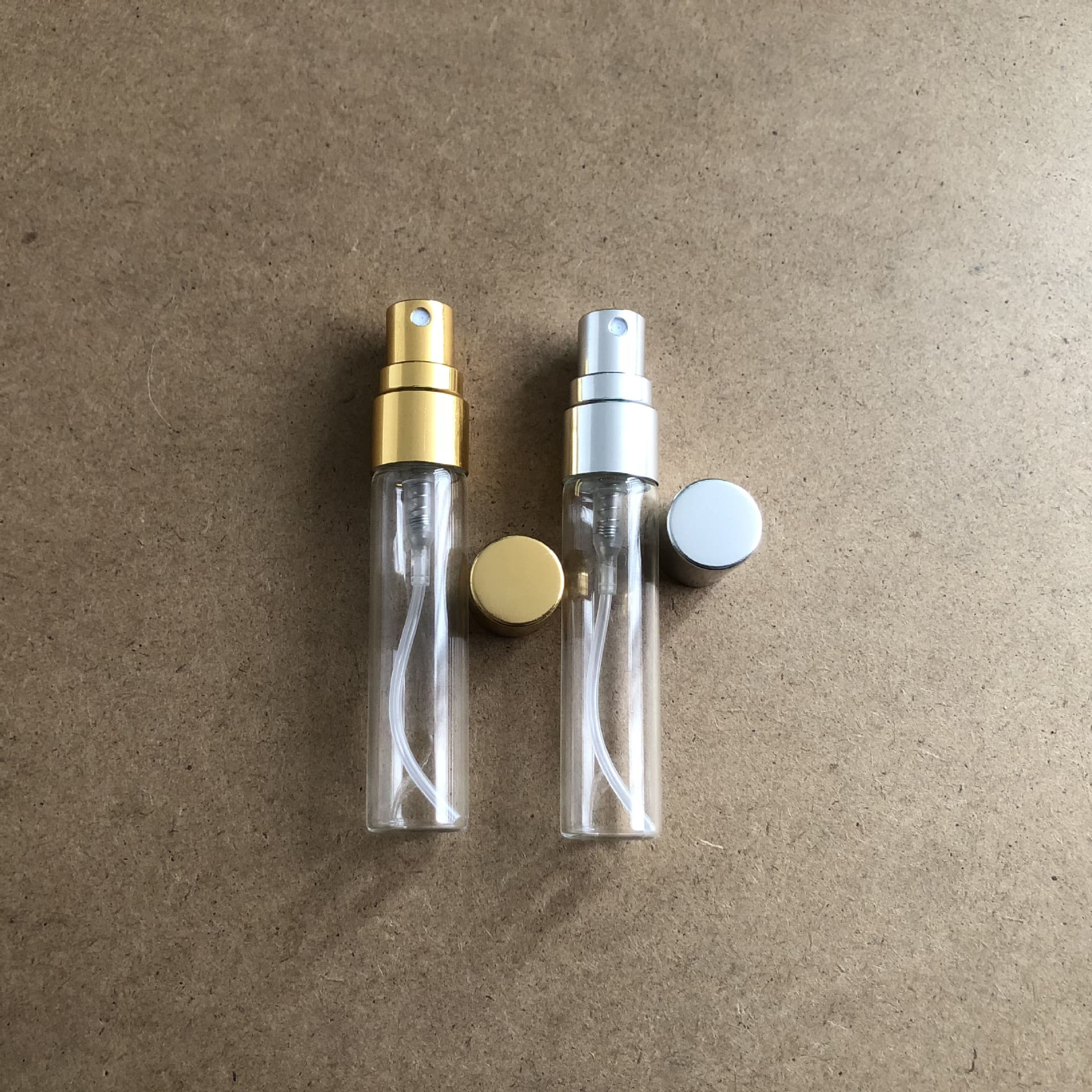 In Stock 5ml 10ml Aluminum Spray Nozzle Pull-Tube Bottle Glass Perfume Sample Sub-Bottle Portable Spray Bottle