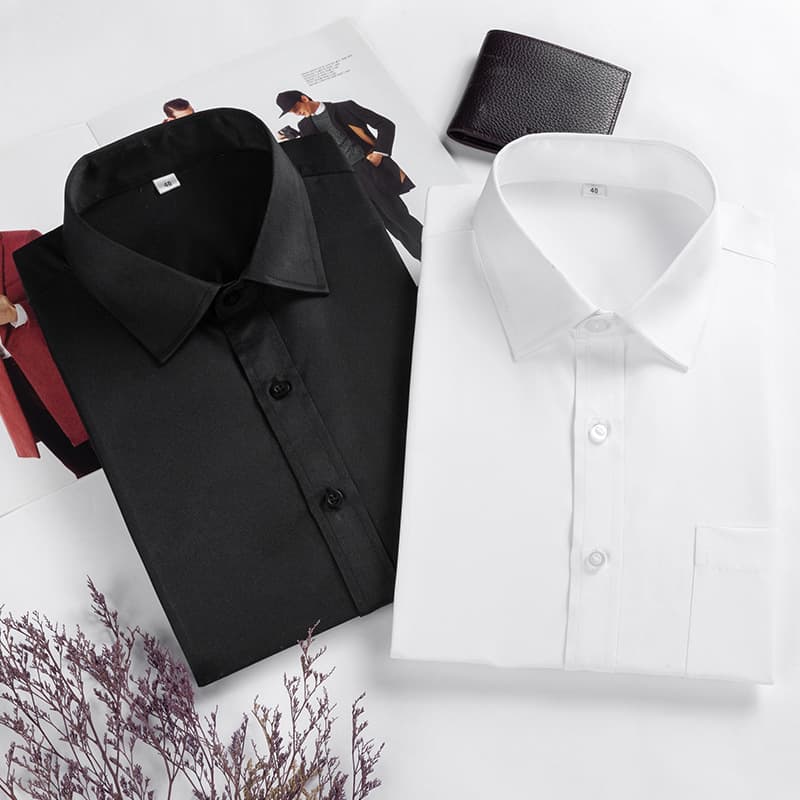 Korean style value men's professional shirt, black and white, long and short sleeves, wrinkle-free, thick, opaque, JK custom-made college shirt.
