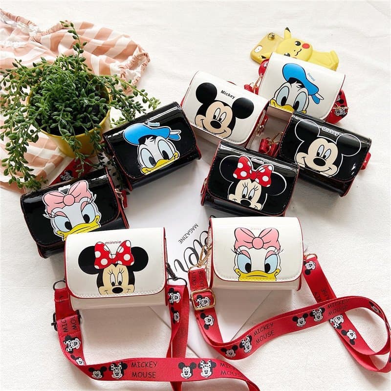 Children's Bags New Mickey Shoulder Bag Cute Cartoon Crossbody Bag Girls Mini Square Bag Fashion Coin Purse