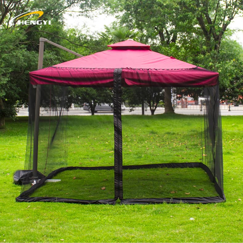 Roman Umbrella Mosquito Net Double Door Outdoor Pavilion Portable Mosquito Repellent Sunshade Canopy Instant Setup Polyester Fiber