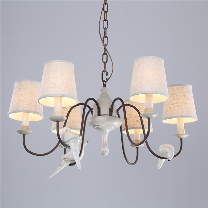 Bird Pendant Light, American Vintage Living Room Bedroom Study Chandelier, Cafe Homestead Wood Cabin Iron Pendant Light