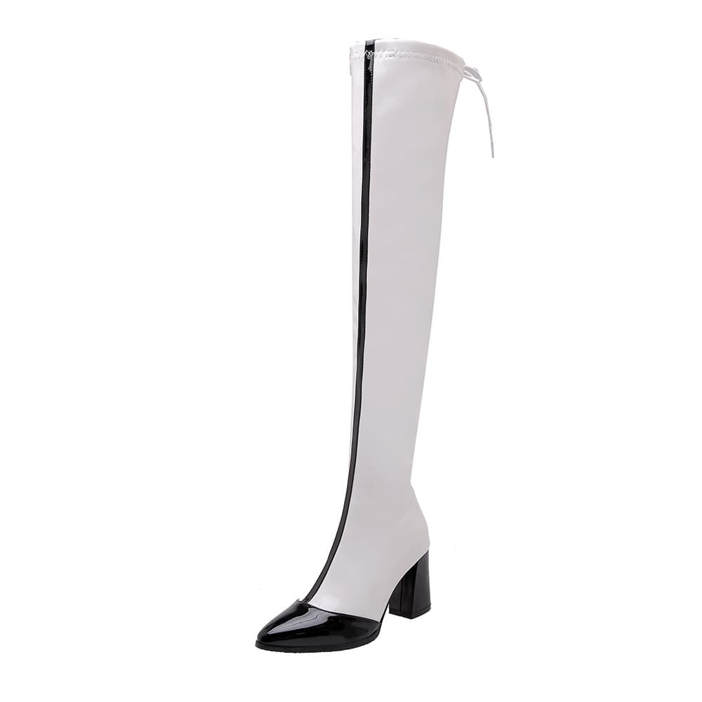 Plus Size Women's Boots Wholesale Global Drop Shipping Over-the-Knee Boots Women Two-Tone Patent Leather Large Size Boots 88-14
