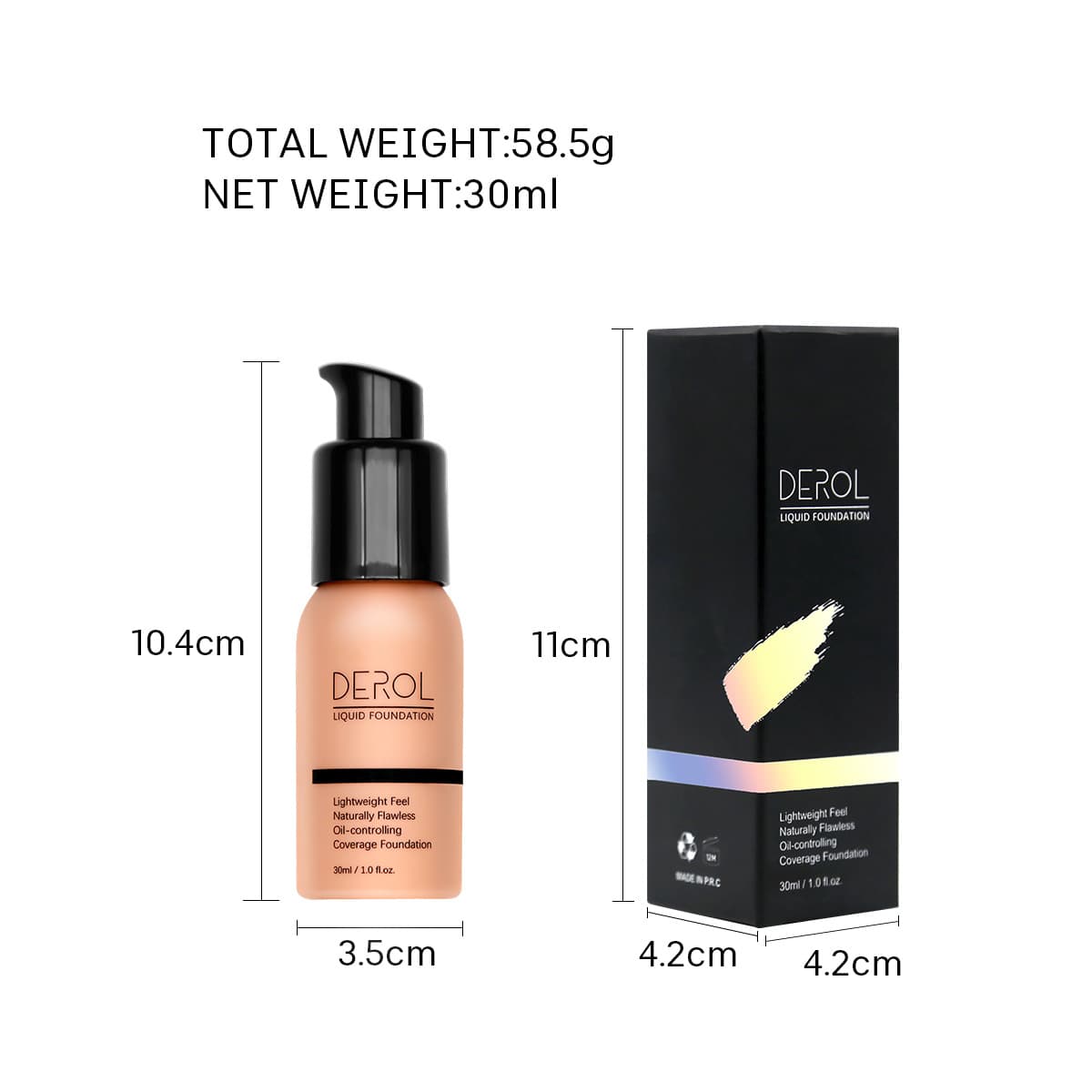 Factory Direct DEROL Concealer Foundation Color Adjusting Liquid Cross-border Tanning Brightening Moisturizing Cream Oil-Control Waterproof Foundation