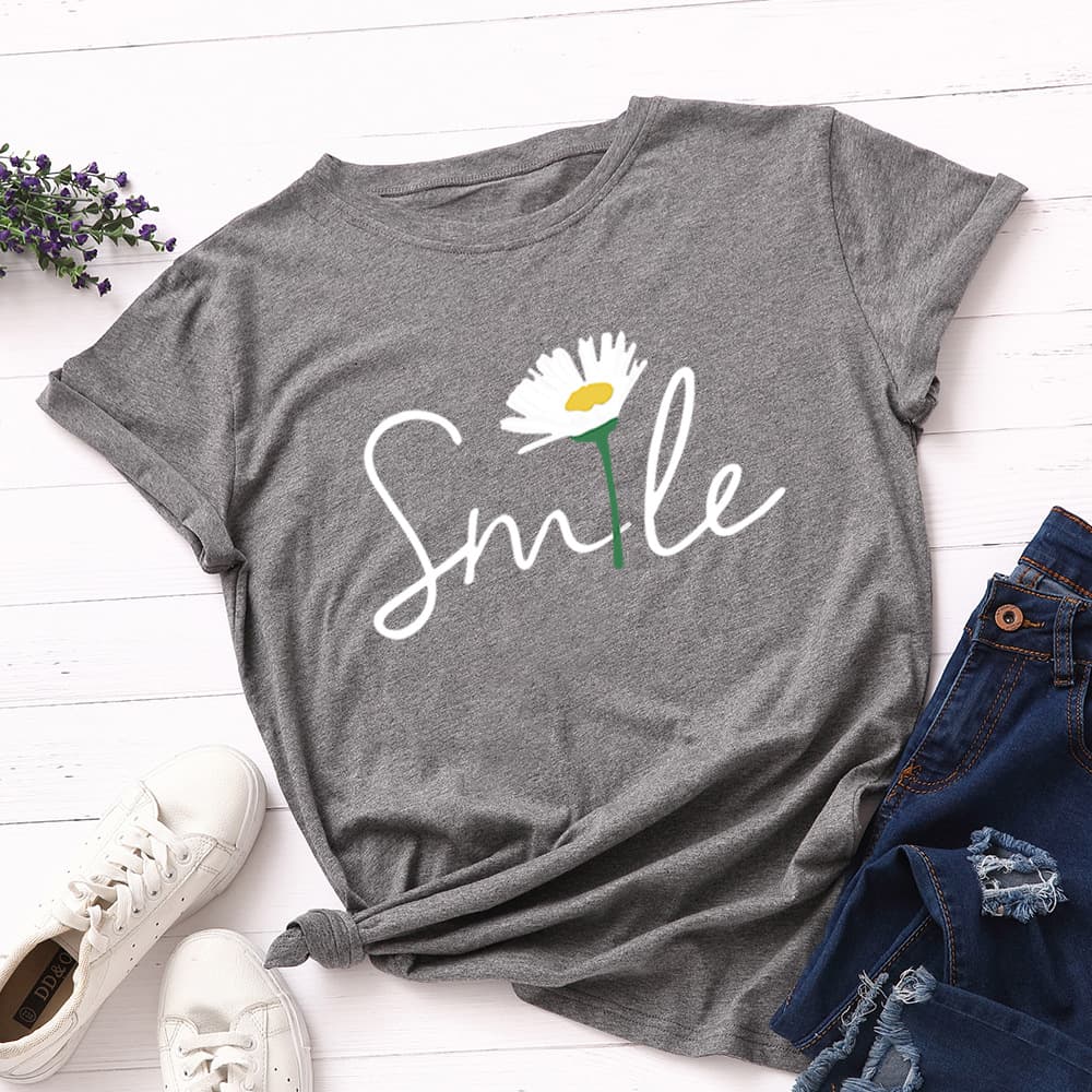 Pure Cotton Amazon In-Stock Cross-Border European and American Women's Loose Round Neck Short Sleeve T-Shirt
