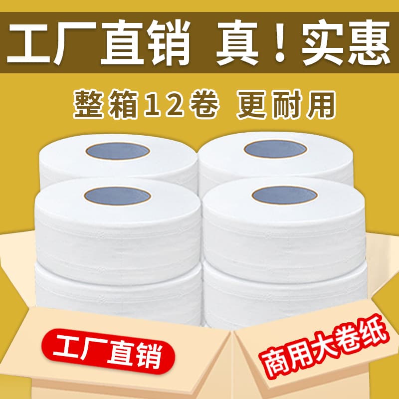 12-Roll Case Wholesale of Large Roll Toilet Paper for Home and Hotel Use, Commercial Bulk Toilet Tissue