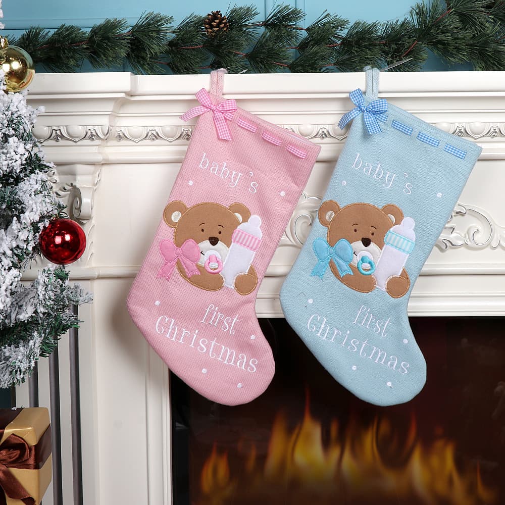 Cross-border Christmas socks Amazon Christmas decorations Christmas candy bags cartoon bear socks pendant manufacturers wholesale