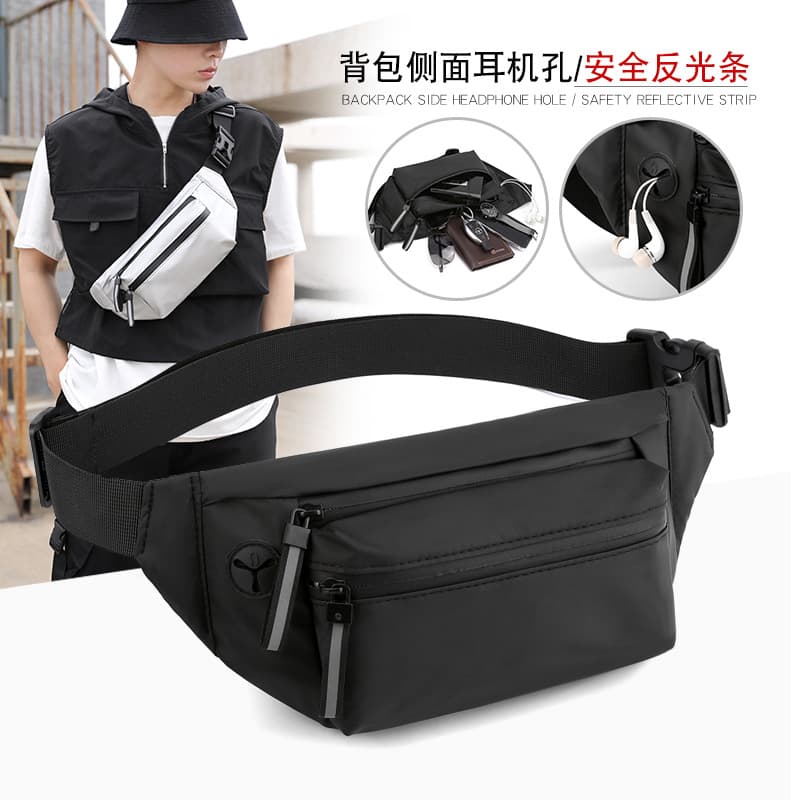 Cross-border Fashion Men's Crossbody Bag Outdoor Sports Chest Bag Men's Nylon Lightweight Water-repellent Casual Waist Bag