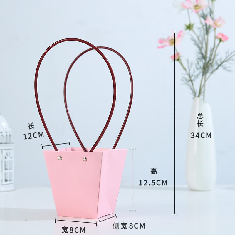 Valentine's Day Kraft Paper Flower Bag Bouquet Gift Packaging Handle Box Florist Floral Wrapping Material Fresh Flower Tote Bag