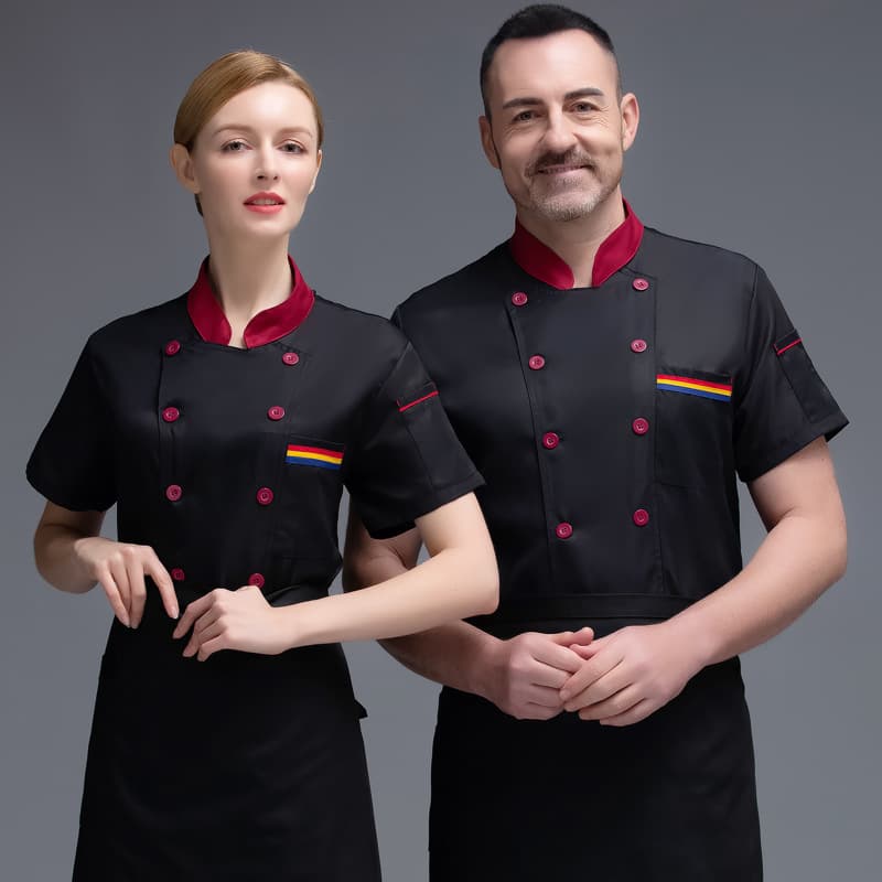 Chef Work Short Sleeve Shirt Men Summer Thin Breathable Hotel Restaurant Kitchen BBQ Chef Uniform Print Embroidery