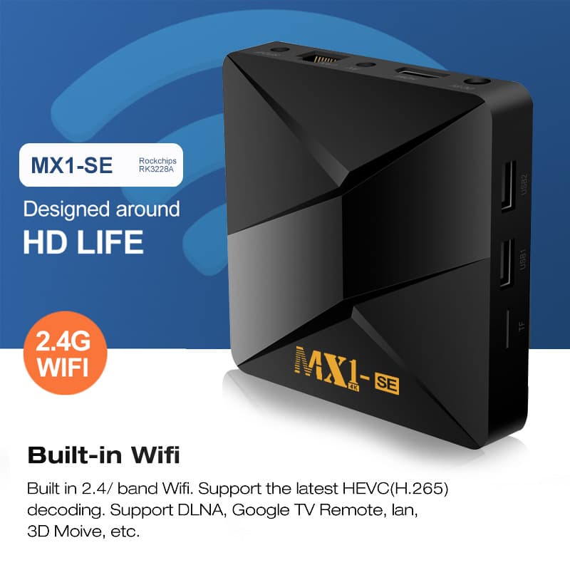 MX1-SE Android TV Box Set-Top Box Factory Android TV Box 16G Android 9.0 RK3228A