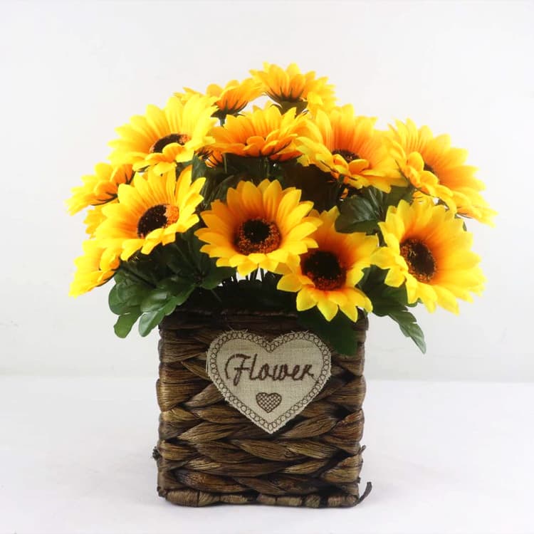 7-Head Simulated Sunflower Fake Flower Handmade Silk Flower Small Sunflower Bouquet Engineering Decoration Artificial Bionic