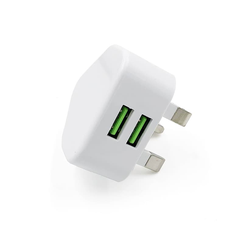 UK Plug 2 USB Charger 5V2A 12W Power Adapter Multi-port Charger Head Wholesale Multi-country Compatible