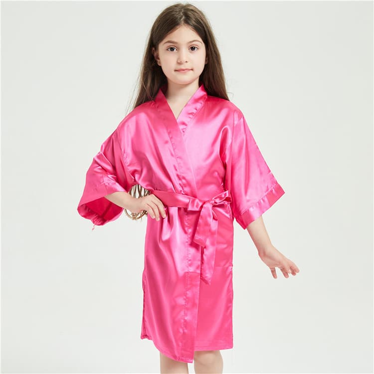 Children's Solid Color Lightweight Bathrobe, Silk-Like Plain Loungewear for Boys and Girls, Amazon Sourcing for European and American Markets