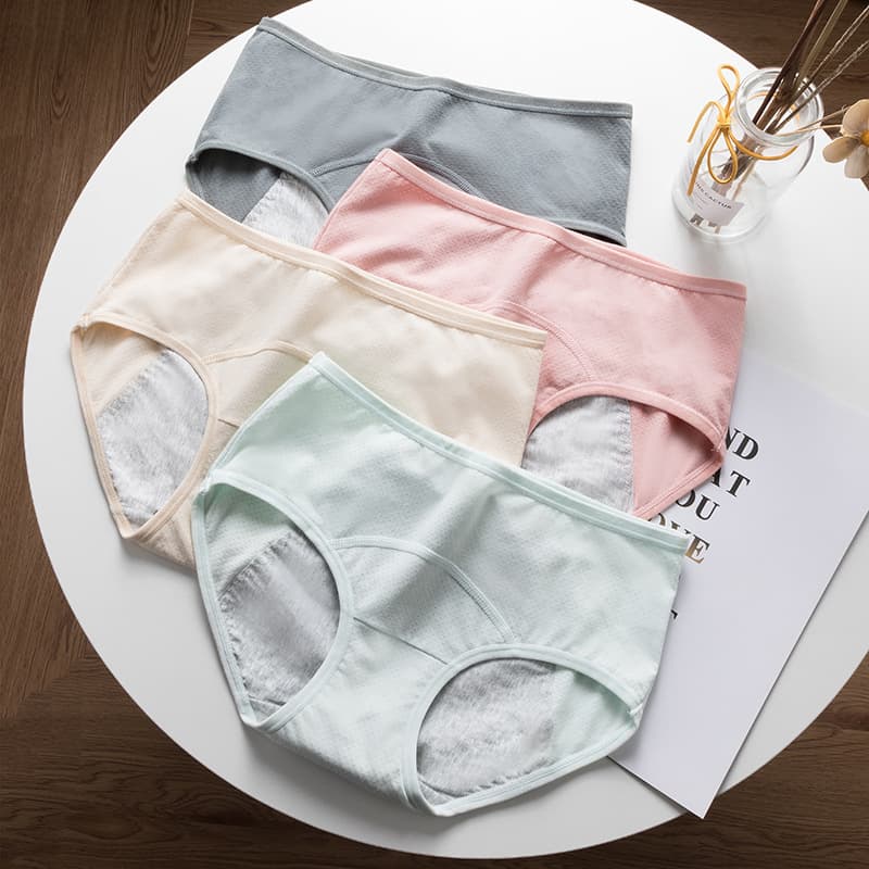 Ladies' Mid-waist Cotton Physiological Pants Full Cotton Antibacterial Pure Crotch Front Back Anti-side Leakage Period Pants