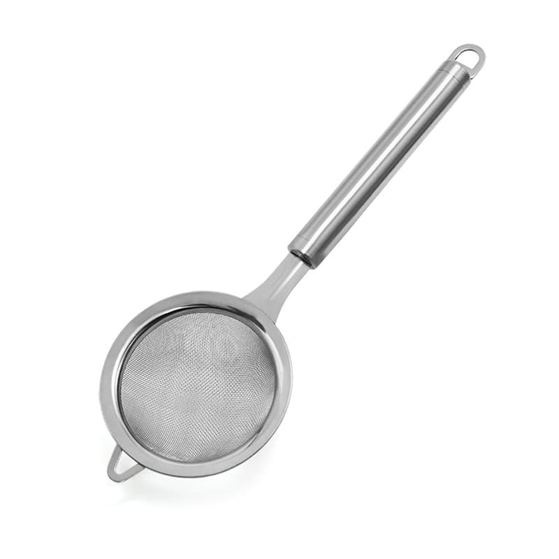 In-stock home stainless steel strainer, portable kitchen flour sieve, handheld flour sieve filter for soy milk and flour