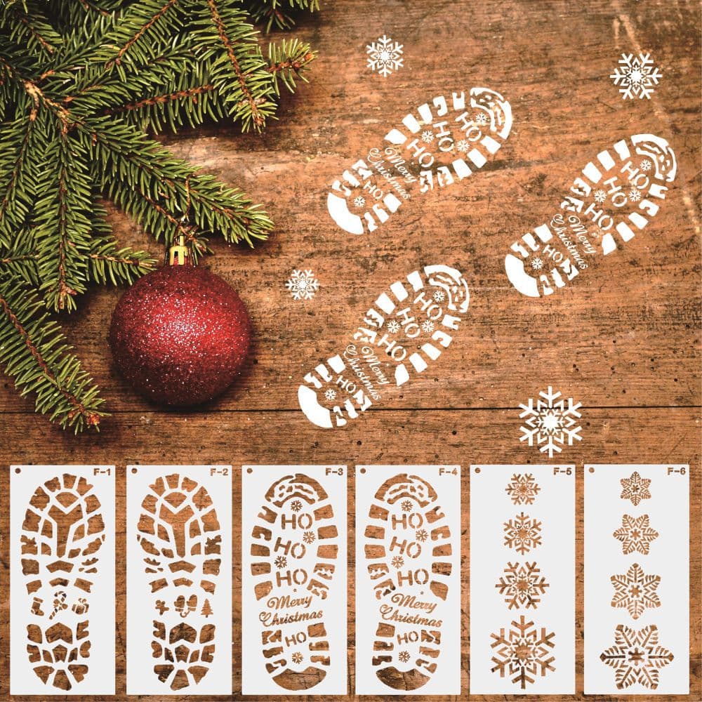 Christmas footprint stencil templates, Santa Claus shoe print 6-piece set, Amazon Christmas series ruler