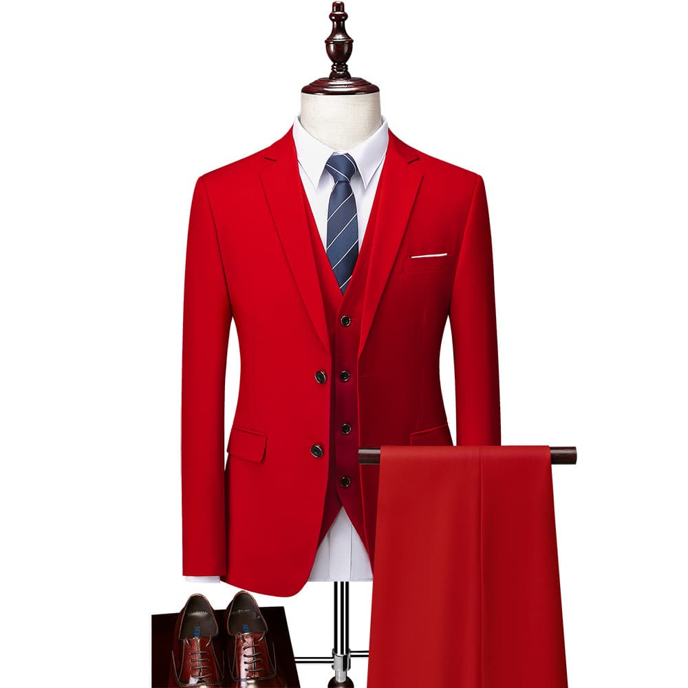 Men's 3-Piece Suit Set Double-Breasted Suit for Groom Business Casual Tuxedo
