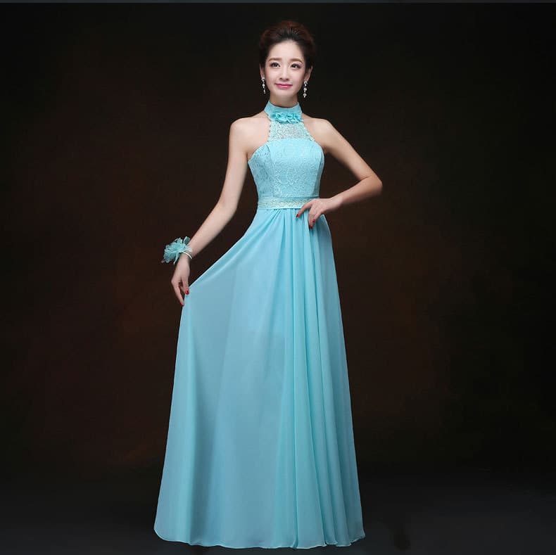 2026 New Bridesmaid Dress Long Blue Evening Gown Hostess Dress Banquet One-Shoulder