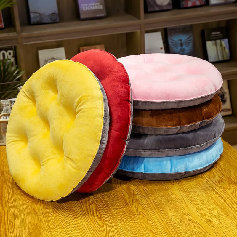 Cute Color Block Crystal Velvet Seat Cushion Warm Autumn/Winter Student Stool Butt Cushion Office Chair