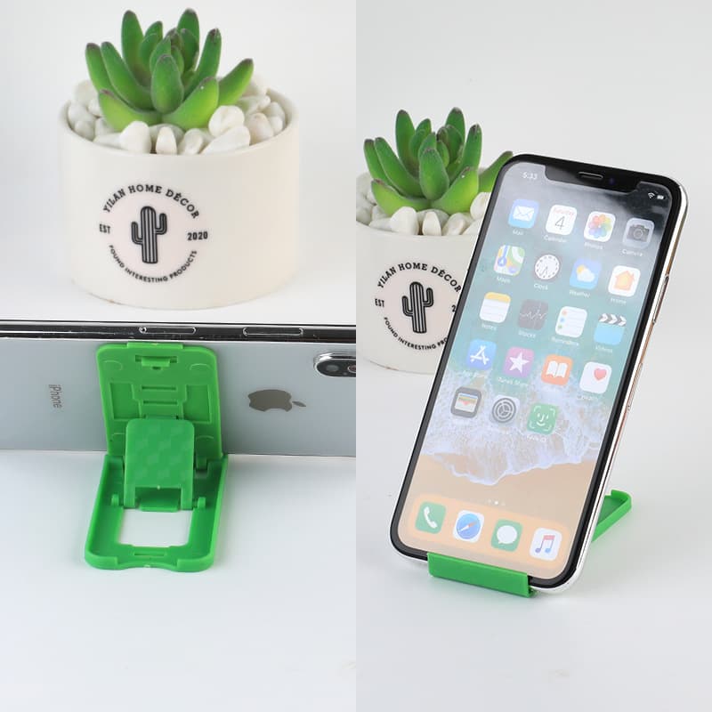 Dual-Open Multi-Position Plastic Phone Stand, L-Shaped Foldable Universal Mini Desktop Stand for Tmall Gifts