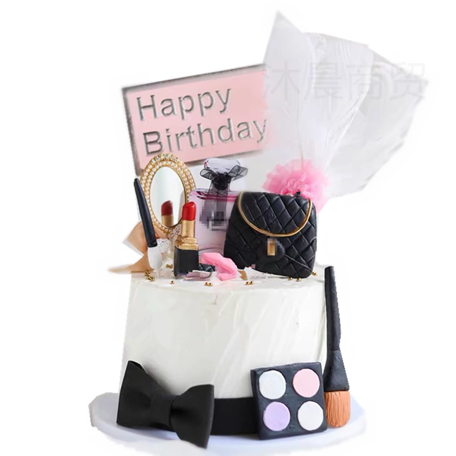 Baked cake decoration soft clay cosmetics bag lipstick eye shadow cosmetics perfume bottle bow goddess plug-in