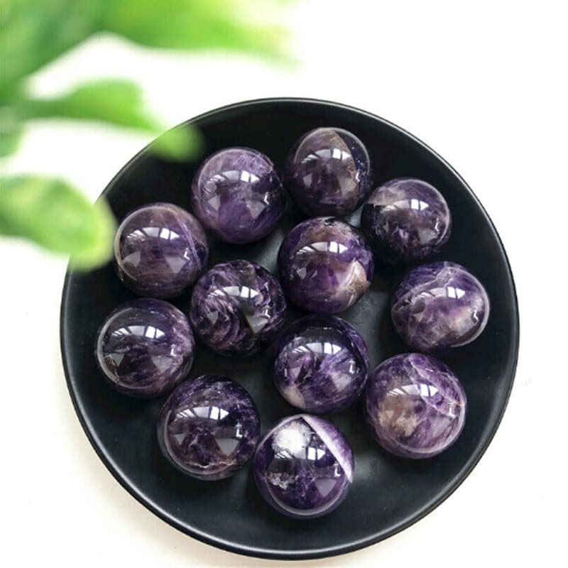 Natural Amethyst Crystal Ball Decoration Dreamy Purple Crystal Ball Raw Stone Polished Home Decor Craft Ornament