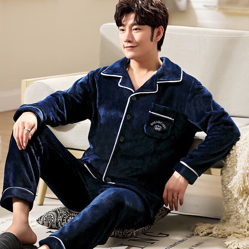 2026 Winter New Men's Wearable-Out Sleepwear Coral Fleece Men's Thick Flannel Homewear