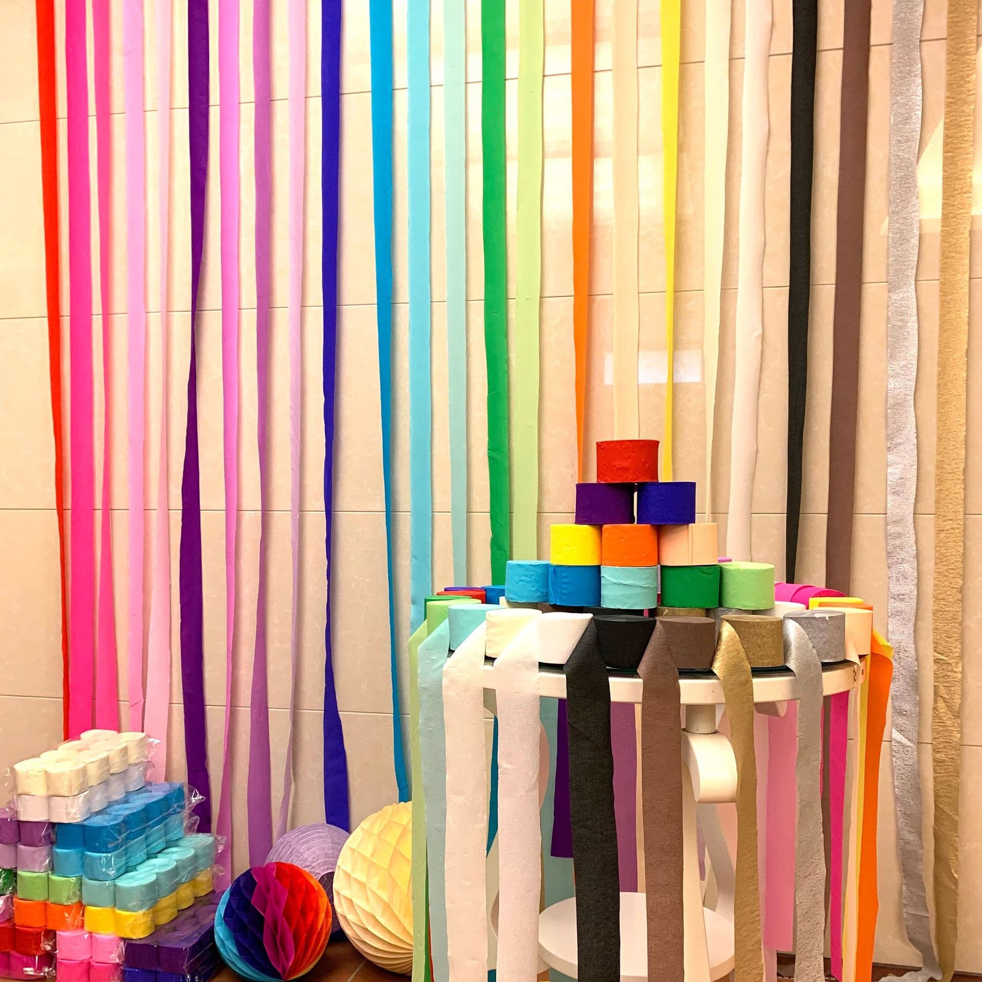 Colorful Crepe Paper Rolls For Nursery Decoration Birthday Party Backdrop Wall Arrangement Flower Pulling Paper Rolls Ribbons