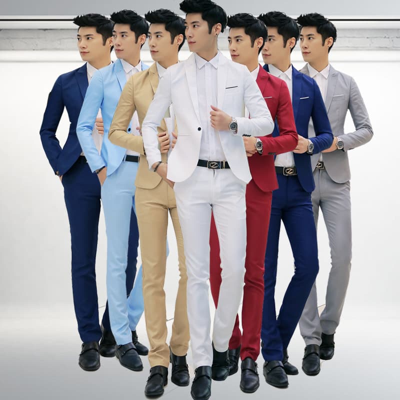 Men's Suit Set Fashion Business Casual Slim Fit Suit for eBay Korean Style Wholesale