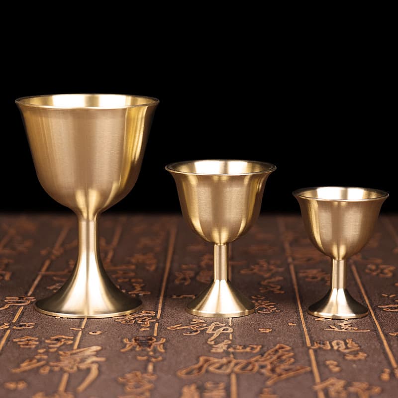 Brass wine glass, wine cup, Chinese-style ornaments, wine glass, wine glass, water supply, ritual utensil, cup, home auspicious supplies