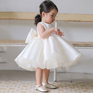 Children's Princess Dress 2026 New Flower Girl Wedding Dress White Baby Girl Birthday Gown