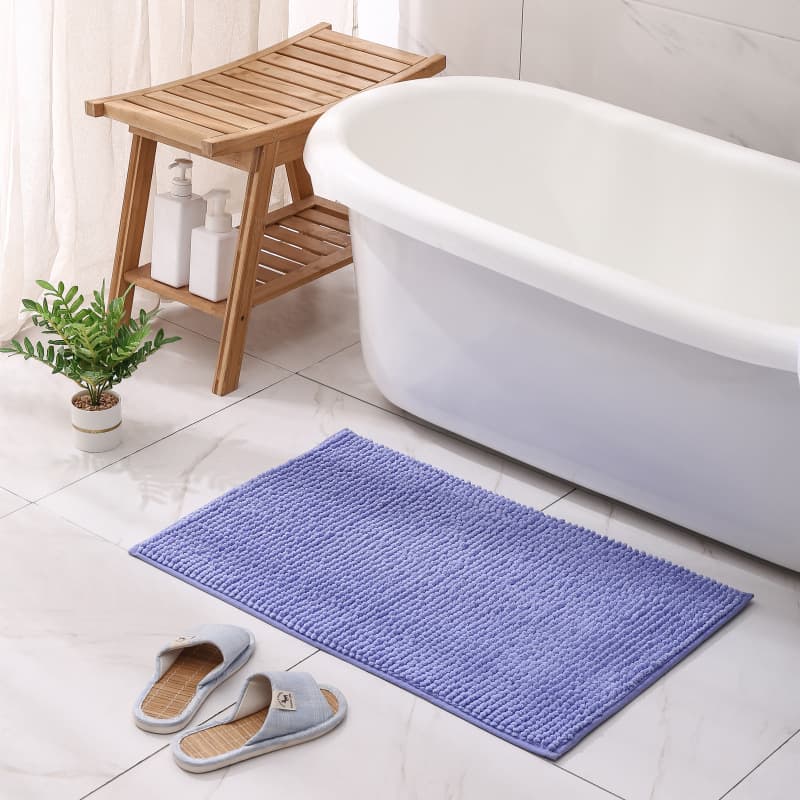 Short and Thick Chenille Bathroom Door Absorbent Mat with PVC Latex Anti-Slip Bottom, Kitchen Door Mat for Home