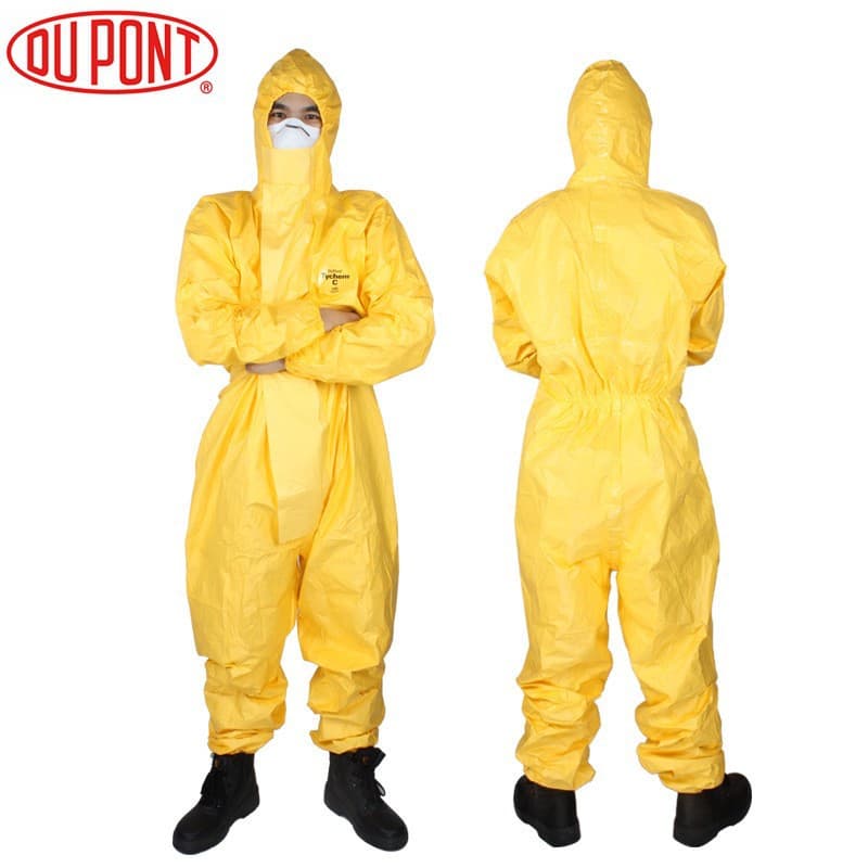 DuPont Level C coverall protective suit, Tychem 2000 chemical suit, corrosion and acid resistant, oil and waterproof for laboratory isolation