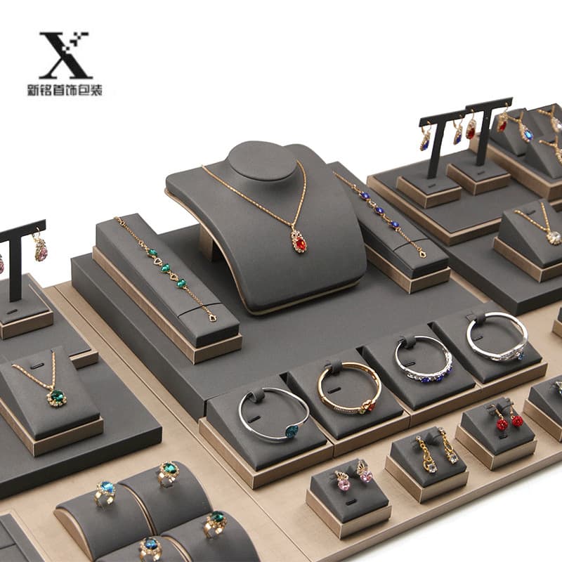 pu leather jewelry display props tray necklace display stand ring bracelet pendant holder jewelry stand jewelry