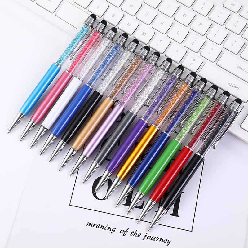Metal Ballpoint Pen Wholesale Rotating Business Advertising Gift Pen Engraved Logo Capacitor Crystal Pen Diamond Pen Spot