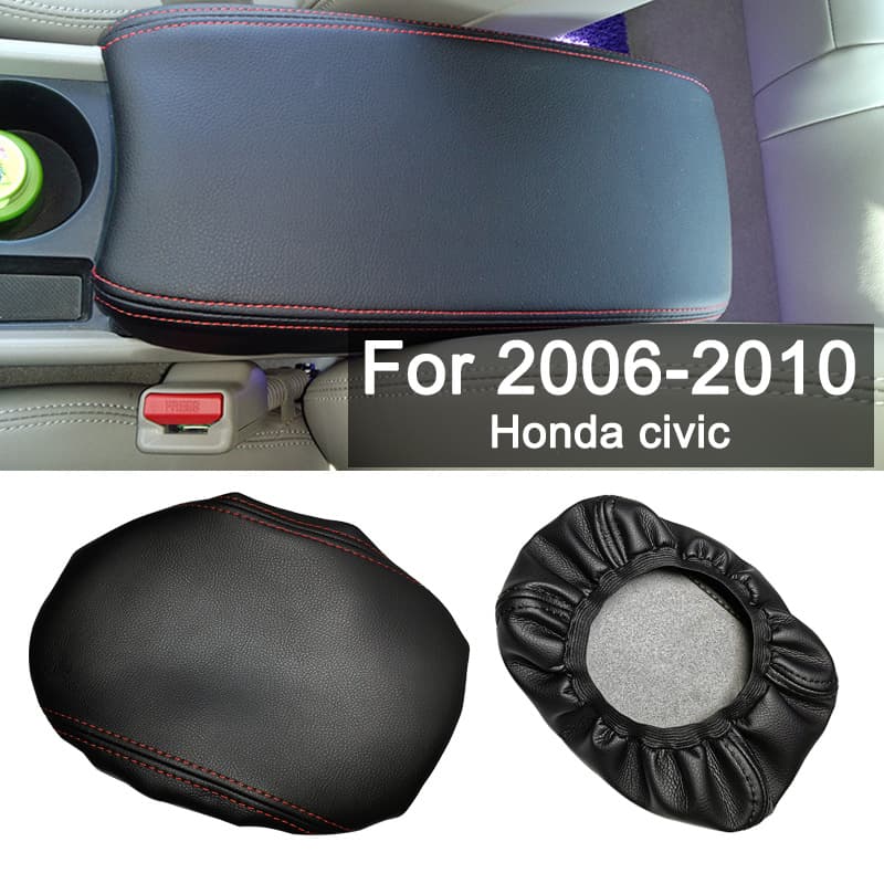 For 06-10 Honda Civic Armrest Cover Protective Sleeve 8th Gen Center Console Leather Cover