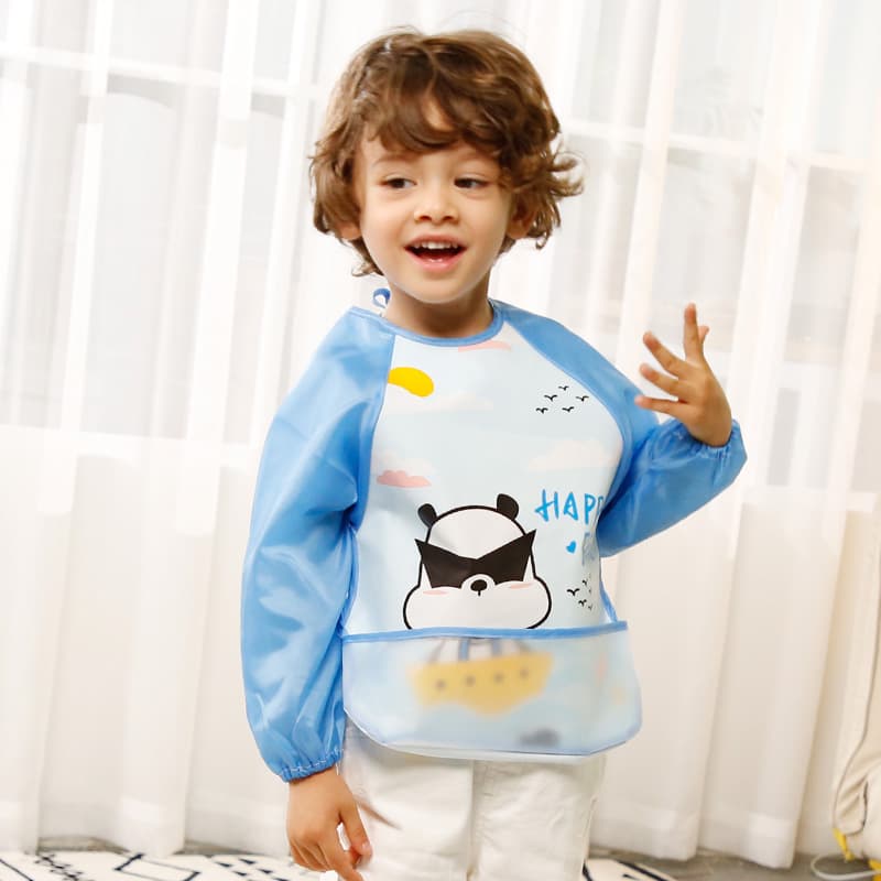 Baby Feeding Bib Apron for Boys and Girls, Waterproof Art Smock with Full Coverage for Meals and Painting in Autumn