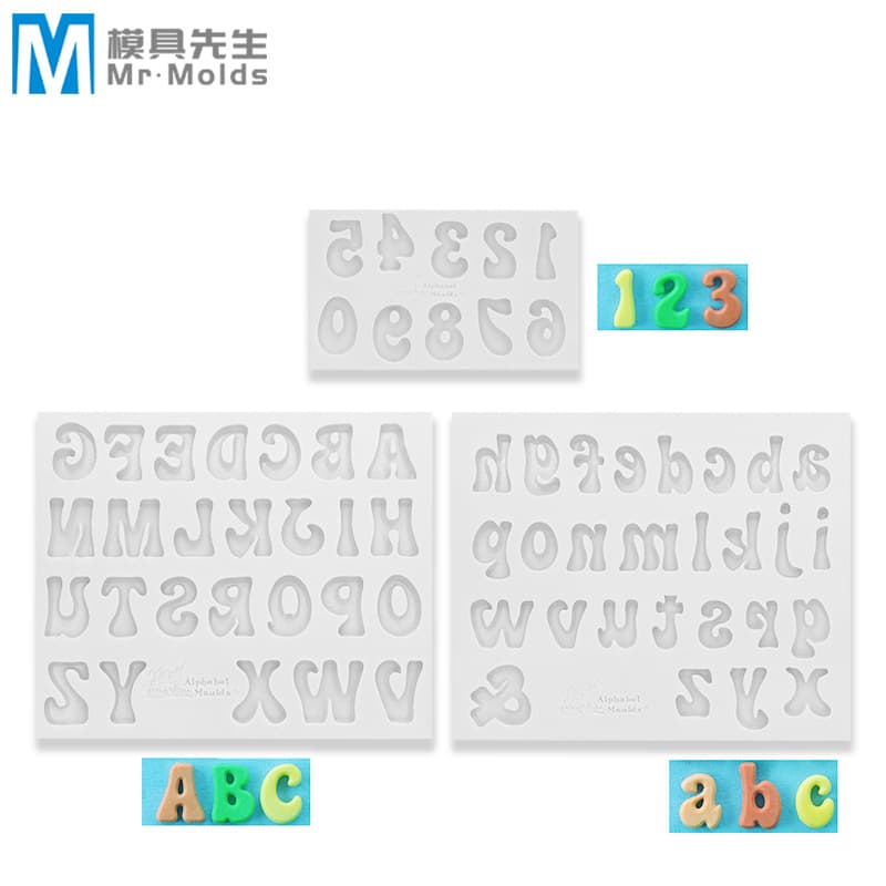 Free Shipping DIY Uppercase and Lowercase Letter Silicone Mold Number Fondant Mold Cake Decoration Chocolate Baking Mold