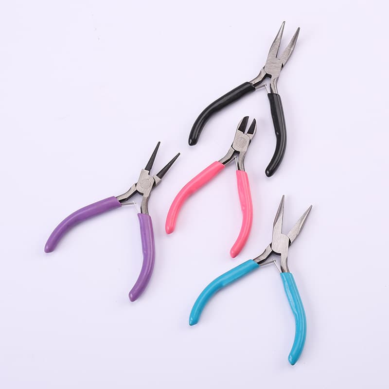 Factory Supply Jewelry Pliers 4-Piece Set Blue Needle Nose Pliers Purple Round Nose Pliers Black Bent Nose Pliers