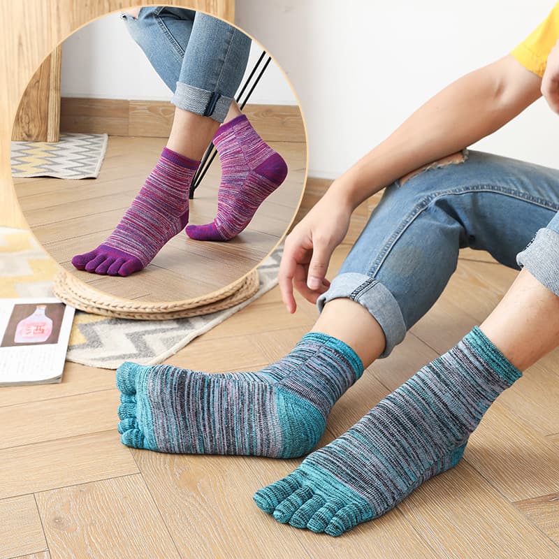 Autumn Winter Men's Retro Socks Thickened Five-Toe Socks Mid-Calf Comfortable Solid Color Cotton Moisture-Wicking Anti-Odor Available on Amazon