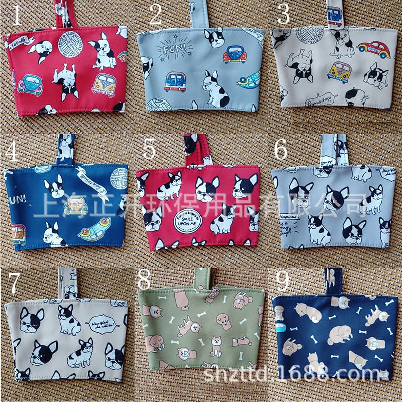 Spot waterproof and insulated milk tea cup cover, portable coffee cup cover, beverage bag, hand-cranked cup cover, canvas cup cover, straw