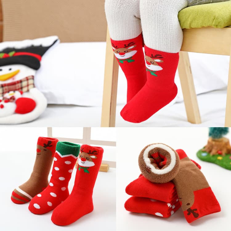 New Baby Cotton Socks for Spring, Autumn, Winter, Newborn, Infant Winter Baby Socks, Thickened Warm Christmas Socks