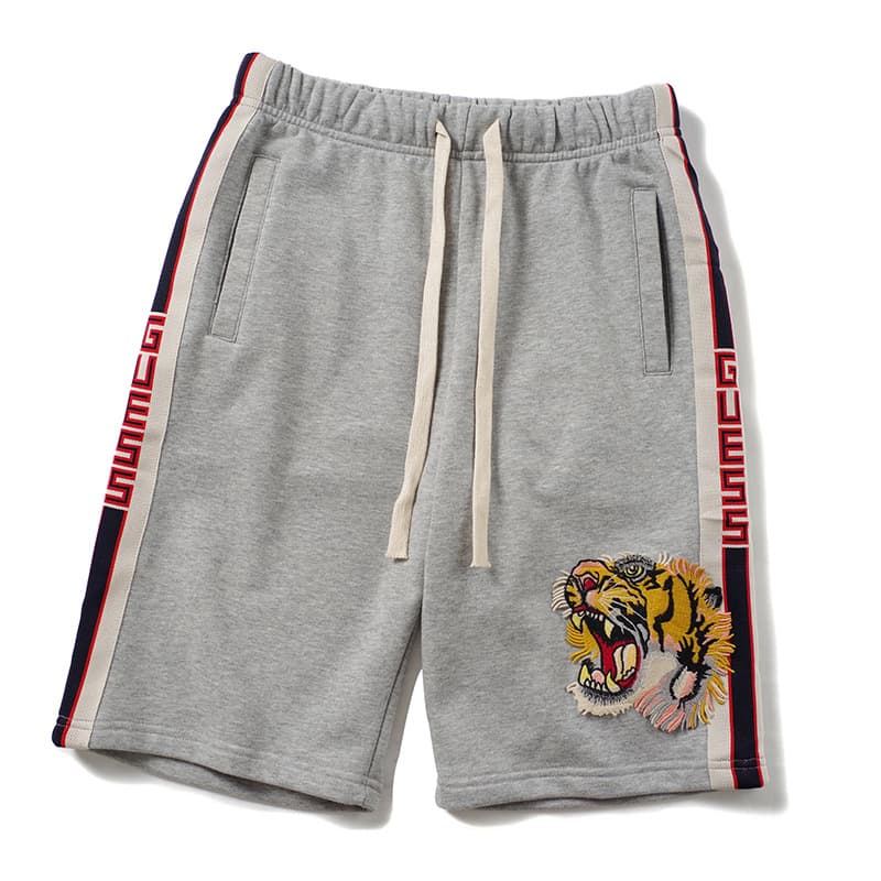 European and American high-street shorts with embroidered tiger head webbing, casual five-point pants, trendy men's mid-length pants, unisex women's pants