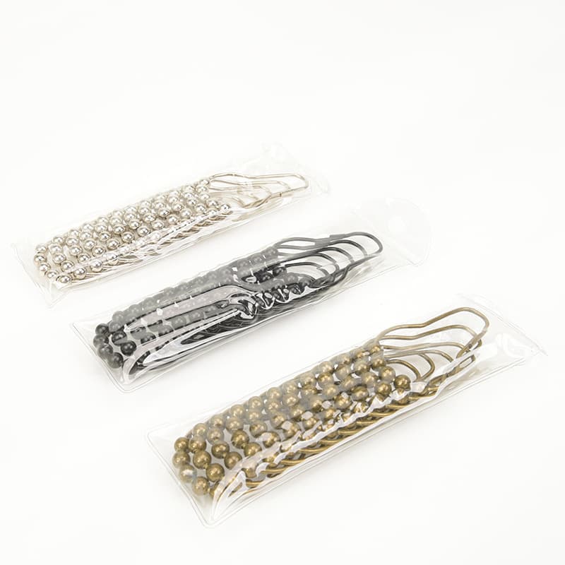 Stainless steel five-bead gourd-shaped shower curtain ring, shower curtain hook, curtain clip, curtain hook, iron five-bead ring, bagged.